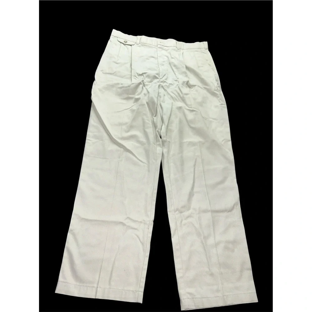 Haggar Mens Pleated Khaki Pants Beige 38x31 Casual 36x31 Actual